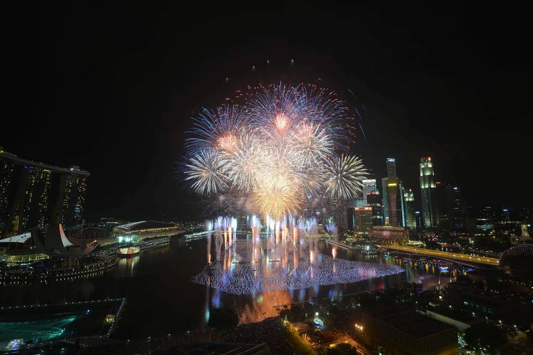 สิงคโปร์จัดแสดงพลุไฟที่ มารินา เบย์ เป็นประจำทุกปี (ภาพ: AFP)